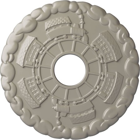 Ekena Millwork Kendall Train Station Medallion (Canopies up to 3 7/8"), 18 1/2"OD x 3 7/8"ID x 1"P, Pearl White CM18KDPWS